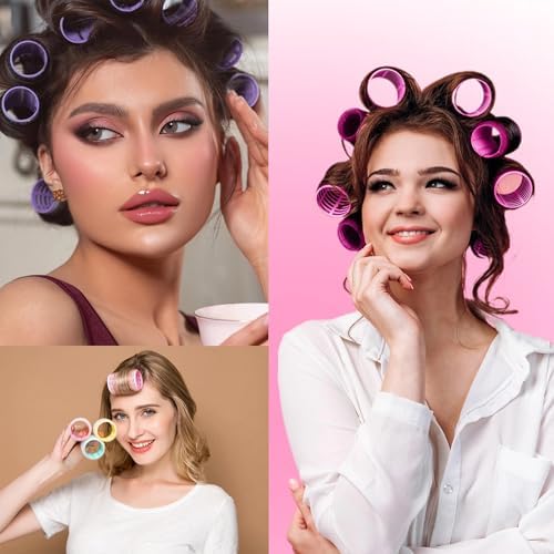 18 Pcs Velcro Hair Rollers, Self Adhesive Hair Rollers for Women with 3 Sizes (6 Large, 6 Medium, 6 Small) with 10 Metal Hair Clips, Volume Curling Tools for Long Medium Short Hair - Image 6