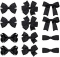 3 Inch Black Grosgrain Hair Bows Alligator Clips for Girls, 6 Pairs Solid Color Hair Ribbon Accessory for Toddler Teen Kids Child School, Halloween Party Gift, Secure Non-Slip Grips by KCHIES-AccessoryCollection