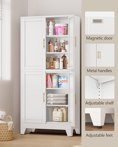 75" Metal Garage Storage Cabinet with 4 Doors 4 Adjustable Shelves - Image 6
