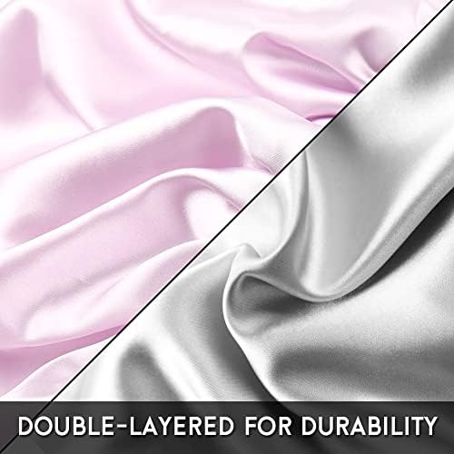 Large Round Satin Bonnet for Sleeping, Double-Layer Elastic Hair Bonnet with Silky Tie Band for Women Braids/Curly/Long Hair - Lilac Purple - Image 3