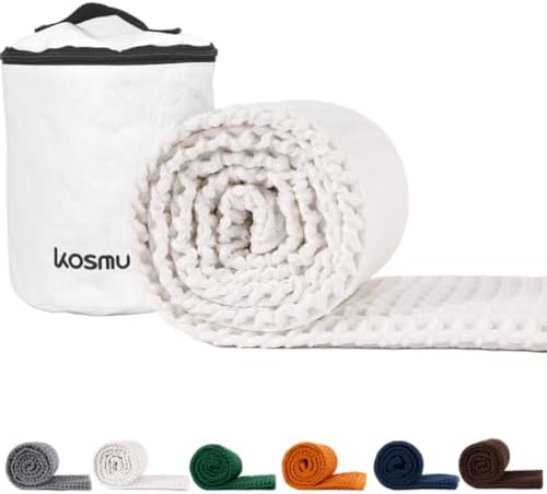 Luxury Organic Japanese Cotton Waffle Bath Towel | Thick, Absorbent, Quick Dry Bathroom Towels for Shower, Sauna, Onsen| Hotel & Spa Quality, Gift-Ready (Shell White, Bath Sheet, 67" x 34") by KOSMU