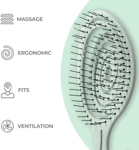 Ninabella Detangler Brush - No Tangle Hair Brush for Women, Fine, Thick and Long Hair - Hairbrush for Wet and Dry Hair, Gentle on the Scalp - Green - Image 3