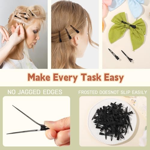 Choicbaby 40 PCS Black Hair Clips Metal Duckbill Clip 2.2 Inch Duck Clips for Hair Single Prong Curl Hairpins With Holes Duckbill Hair Accessories for Women Hair Styling Clips - Image 6