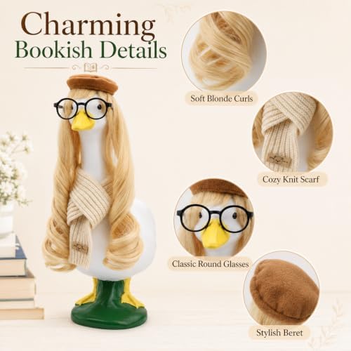 Fall Preppy Academia Porch Goose Outfit with Blonde Wig, 4-Pieces - Image 3