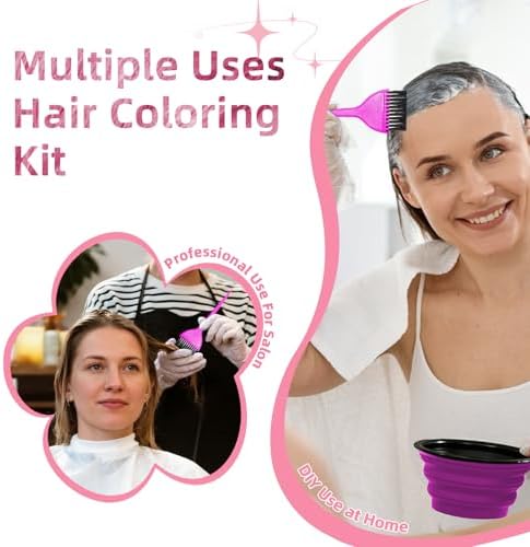 ROOHUA 8 Pcs Hair Dye Kit with Brush, Reusable Home Salon Color Hair Tools - Image 5