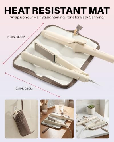 Hair Tools Travel Bag with Heat Resistant Mat, Taupe Brown - Image 3