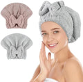 SUNLAND Large Microfiber Hair Drying Caps with Bow Knot 2 Pack Multicolor by SUNLAND