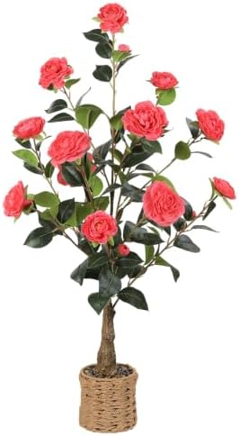 3FT Artificial Camellia Tree, Faux Camellia Plant Outdoor Camellia Flowers Tree Greenery Potted Plant for Living Room Door Patio Deck Yard Décor Outdoor Indoor by Unknown