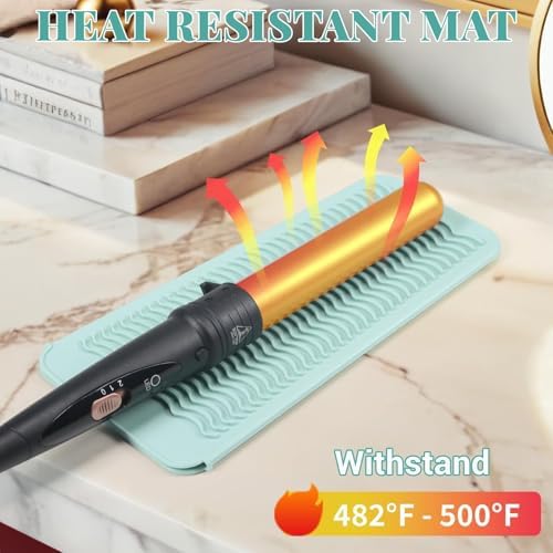 Heat Resistant Silicone Hair Iron Mat, Portable Hot Hair Tools Pad Travel Organizer Pouch for Curling Irons, Flat Irons, Hair Straightener and Hair Styling Tools (Pink) - Image 4