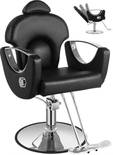 Black Barber Chair Heavy Duty Reclining Hydraulic Styling Chair for Salon by GRATIVIAOFFICIAL