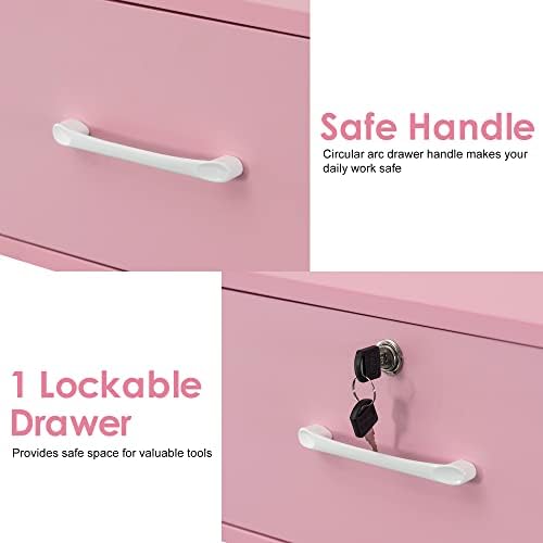 BarberPub Wall Mount Station with Drawers Styling Cabinet 2502(Pink) - Image 5