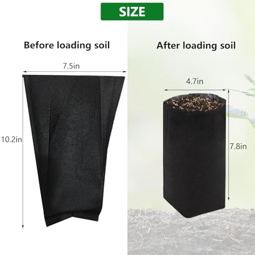 Belit 100 Pcs 10.2" H Deep Nursery Grow Bags, Non-Woven Plants Pots Container for Starting Rooted Plants Vegetable, Flower, Seedling Tree, Black - Image 2