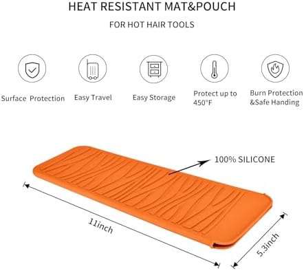 Silicone Heat Resistant Travel Pouch for Hair Styling Tools: Straighteners, Crimping Irons, Curling Wands, Flat Irons, and Waving Tools (Orange) 1 Pack - Image 2
