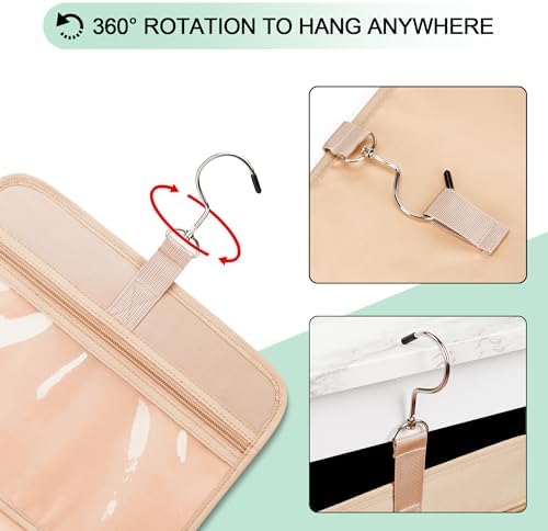 COOSKY Travel Hanging Toiletry Bag for Women, Cruise Ship Essentials, with Jewelry Organizer, Extra Large Makeup Dopp Kit, Waterproof Cosmetic Bags, Toiletries Kit Set with Trolley Belt, Green - Image 7