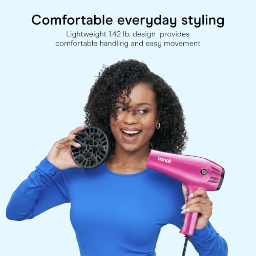 Conair Hair Dryer with Diffuser and Concentrator, 1875W, Pink - Image 5