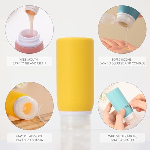 Muslish 21 Pack Travel Bottles for Toiletries, Leak-Proof TSA Compliant Silicone Travel Size Containers for Shampoo and Conditioner, BPA Free with Toiletry Bag (Yellow) - Image 3