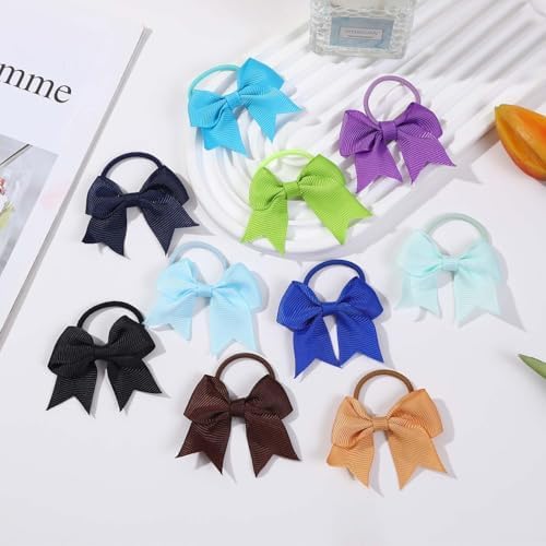 40Pcs Baby Hair Ties with Bows Elastic Ponytail Holders Small Hair Accessories for Kids Toddlers Infants (Mixed color 3) - Image 4