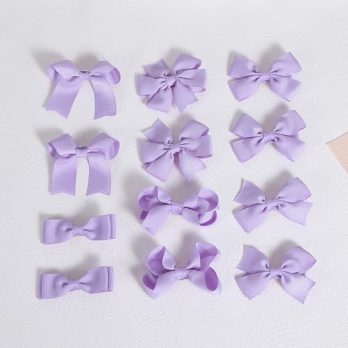12Pcs 3" Light Purple Small Cute Grosgrain Ribbon Hair Bows Alligator Clips for Girls Easter Fall Halloween Party Dress Decor Accessories Birthday Gift for Her - Image 5