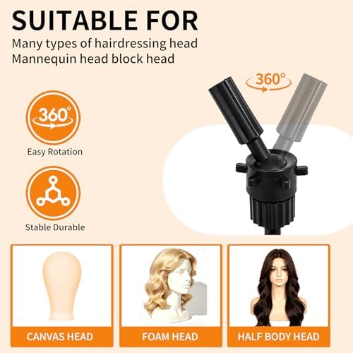 Mannequin Head Tripod Wig Stand: Wig Head Stand for Styling Hairdressing Training 63-Inch Adjustable Stable Manikin Head - Image 6