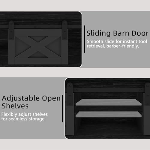 Floating Salon Station with Multifunctional Storage Space, Black - Image 5