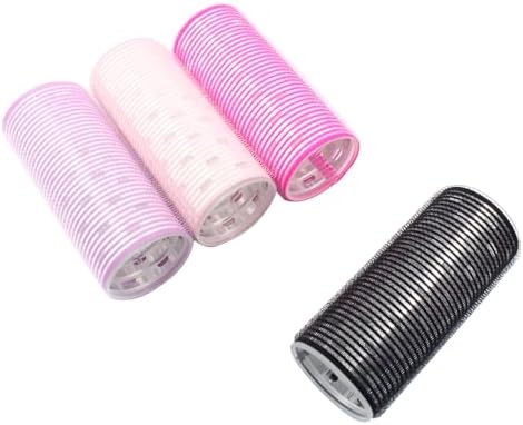 4 Pcs Hair Curlers Rollers, Rose Red, Light Pink, Purple, Black by Coufce