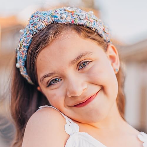 FROG SAC Knot Headband for Girls, Knotted Headbands for Toddler Kids, Rainbow Beaded Unicorn Hair Accessories, Halloween Christmas Stocking Easter Basket Stuffers (Blue Multicolor) - Image 2