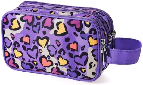 Kids Toiletry Bag for Girls, Travel Toiletry Bag for Little Young Girls Cosmetic Bag Makeup Bag Waterproof Hanging Wash Bag Toddler Toiletries, Leopard Purple by Vipdeal