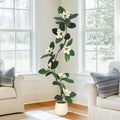 Artificial Magnolia Tree, Tall Faux Plant Indoor with White Flowers in White Planter, Artificial Trees for Home Decor Indoor, Faux Trees Indoor for Living Room Office,6FT by GaoMon