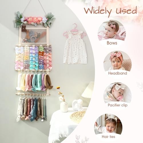 POVETIRE Headband Holder Hair Bows Organizer for Girls, Hair Accessories Display Storage Wall Hanging Decor for Baby Nursery Toddler Girls Room - Image 5