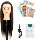 Female Mannequin Head 20inch Real Hair Fiber with Clamp Stand by RomanceQueen
