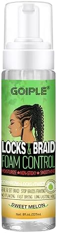 Goiple Braid Mousse, 8 fl oz for Braids Twist, Locs - Long-Lasting Hold, Frizz Control, High Shine and Moisturizes, Sugar Melon Fragrance by Goiple