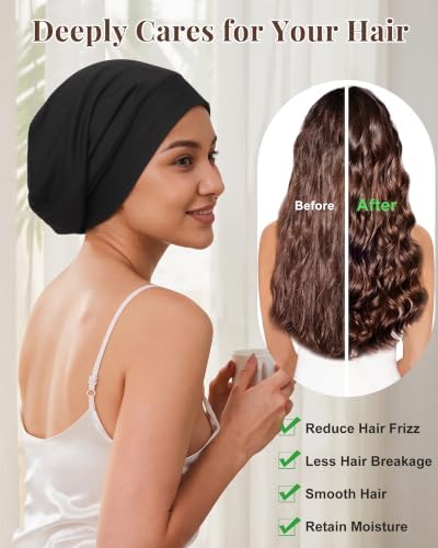 AWAYTR Satin Bonnet for Sleeping, Adjustable Curly Hair Cap for Women Men - Image 4