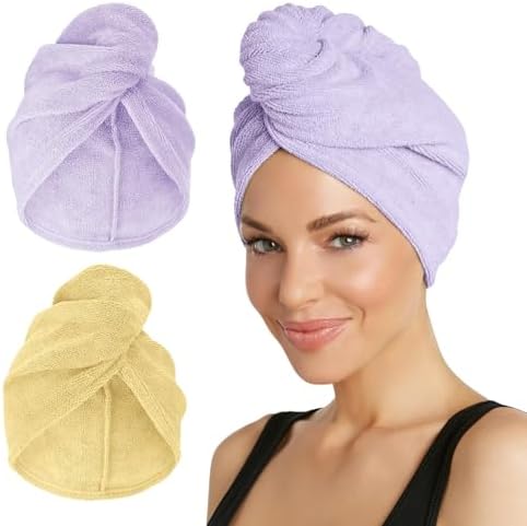 Turbie Twist Microfiber Hair Towel, Lilac & Lemon (2 Pack) by TurbieTwist