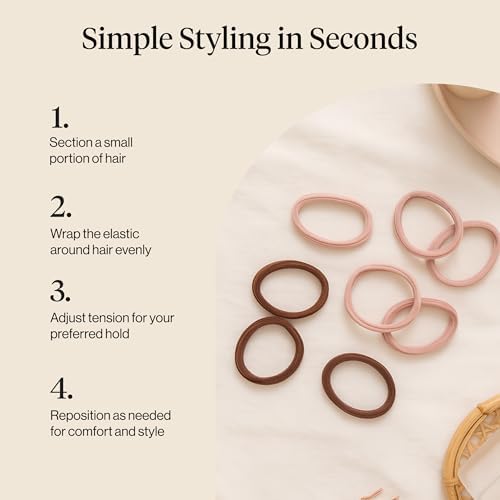 Kitsch Seamless Hair Ties No Damage - Stretchy Hair Bands - Rosewood, 8pcs - Image 7
