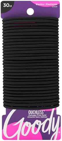 Goody Ouchless Elastic Hair Ties, 30 Ct, Black, 4MM Rubber Bands, Pain-Free by Goody