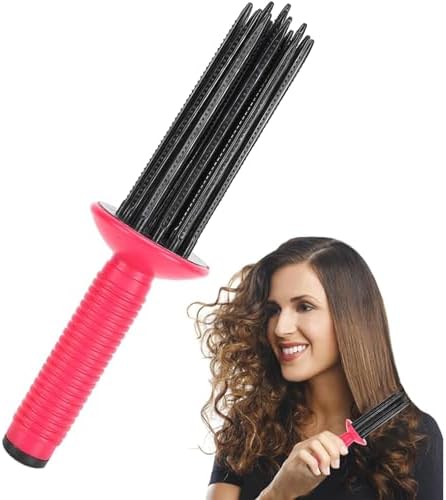 Curly Hair Styler Tool, Air Feeling Curling Wand with 17 Teeth for Fluffy Hairstyles, Anti-Slip Hairstyling Comb for Women and Girls (1PC) by Unknown