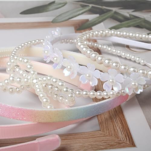 Pink Headbands for Girls Non Slip Floral Bow Headband Set 6 Pcs - Image 5