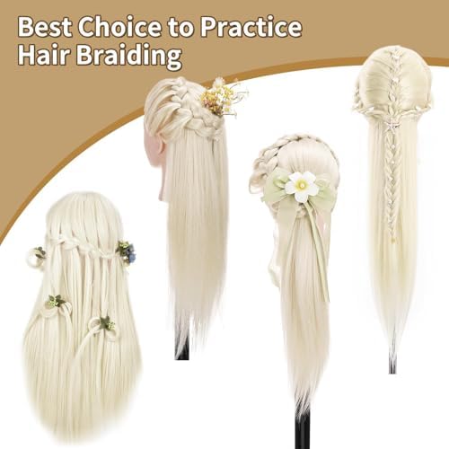 26"-28" Mannequin Head with 80% Real Hair– Cosmetology Training Doll Head for Hair Styling, Braiding & Makeup Practice – No Makeup - Image 5