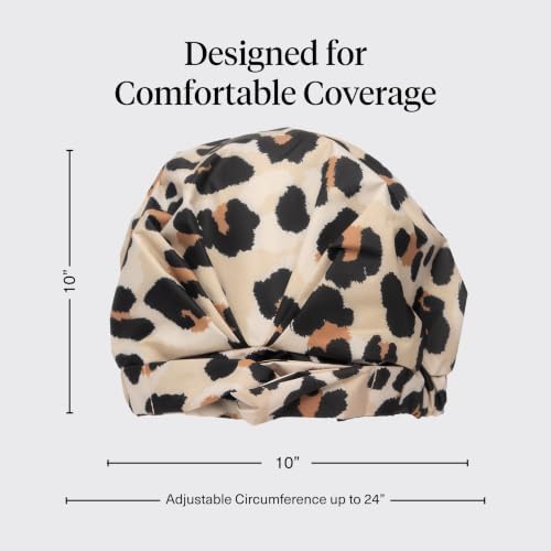 Kitsch Luxury Large Shower Cap for Women - Leopard - Image 4