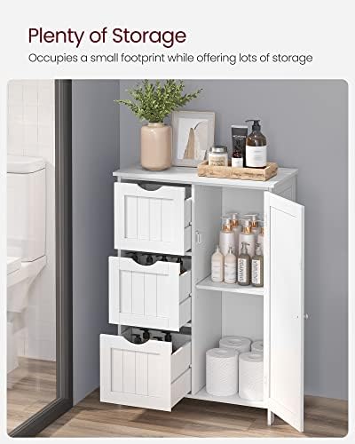 VASAGLE Bathroom Floor Storage Cabinet, 3 Drawers, Cloud White - Image 4