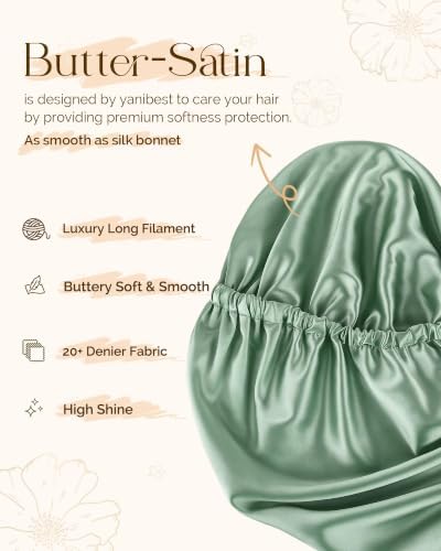 YANIBEST Adjustable Satin Sleep Bonnet, Double Layer Extra Long Hair Bonnet - Image 3