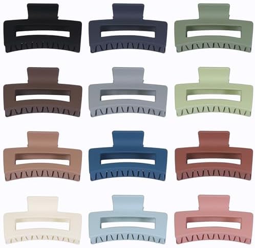 Sisiaipu Hair Accessories - 12 Pcs 3.5 Inch Square Rectangle Jaw Clips for Women and Girls, Multicolor, Thick and Thin Hair - Image 2