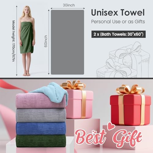 JML Microfiber Bath Towels, 30" x 60", Pack of 2, Olive-Green - Image 2