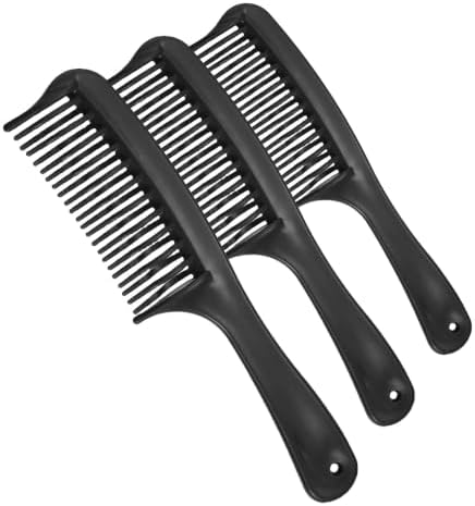 VOCOSTE Detangling Hair Comb, Double Row Tooth Hair Comb Hairdressing Styling Tool for Curly Hair, Black, 7.87"x1.77" (Pack of 3) by VOCOSTE