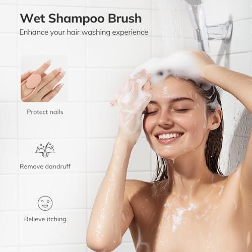 Sndyi Silicone Scalp Massager Shampoo Brush, Hair Scrubber with Soft Silicone Bristles, Scalp Scrubber/Exfoliator for Dandruff Removal, Wet Dry Scalp Brush for Hair Growth & Scalp Care, Pink - Image 5