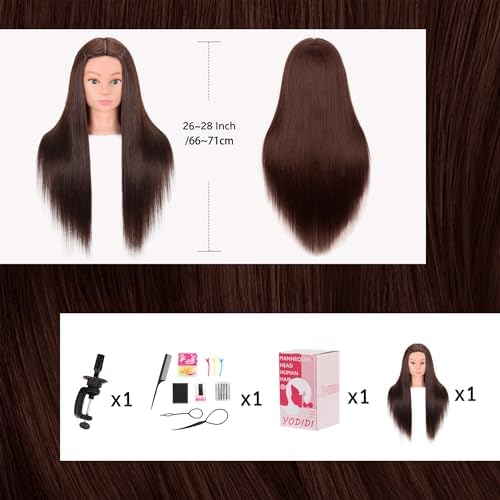 28" Mannequin Head 80% Human Hair Styling Practice with Clamp & Tools (#4) - Image 7