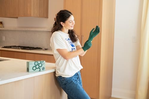 FRAMAR Biodegradable Green Gloves Latex Free Large, Disposable Nitrile - Image 3