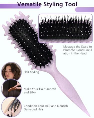 Purple Curl Defining Brush for Curly Hair – Detangling & Styling Brush for Women & Men, Defines 2A to 4C Curls, Reduces Frizz, Perfect for Wet & Dry Hair (Purple) - Image 4