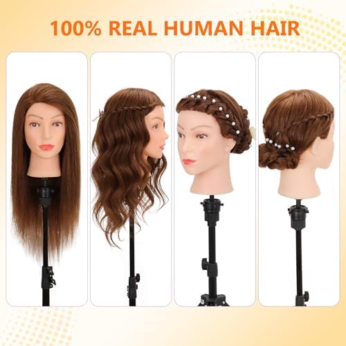 Mannequin Head 100% Human Hair Dark Brown for Braiding & Styling - Image 4