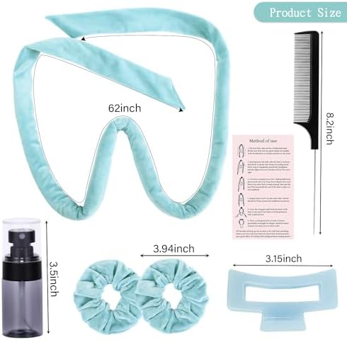 Heatless Velvet Hair Curlers to Sleep in - No Heat Curls for Women - 6 Pieces Set (Blue) - Image 3